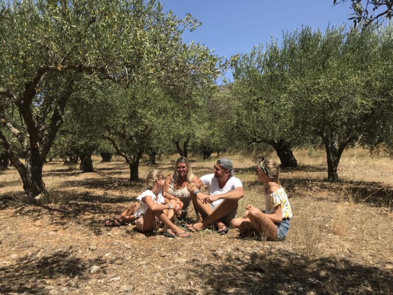 Familie in olive grove